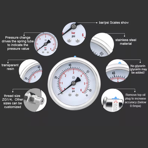 टिकाऊ फ्रेम स्केल बैक कनेक्शन वैक्यूम दबाव गेज विरोधी कंपन प्रवाह दबाव गेज - Product Image 5