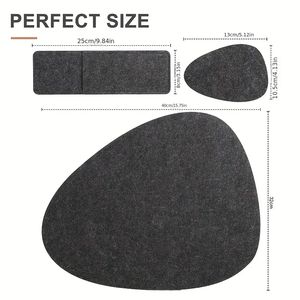 Sets de table en feutre mince à motif géométrique, design moderne, durables, antidérapants, lavables, écologiques pour la cuisine et les dîners de Noël - Product Image 2