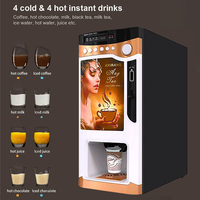 Distributeur commercial de thé et de café instantané avec boîte à lumière intelligente entièrement automatique à pièces avec distributeur automatique de tasses