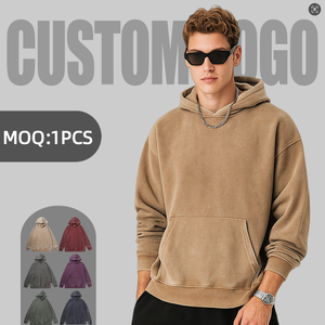 Axit Rửa Áo & Áo 350GSM 100% Cotton Thời Trang dạo phố Quá Khổ Chất Lượng Cao Trống Biểu Tượng Tùy Chỉnh In Cho Nam Giới Phụ Nữ Unisex - Product Image 1