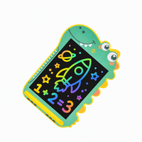 Tablette d'écriture LCD Dinosaure 4 Couleurs pour Enfants, Forme de Dessin Animé Mignonne, Bloc de Gribouillage Électronique, Commande en Gros