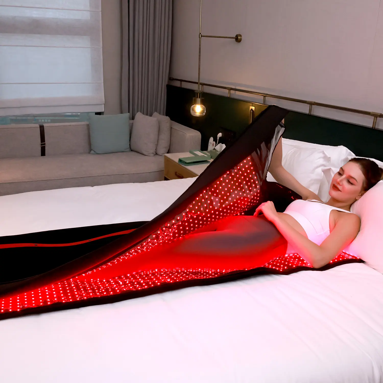 Idee 2023 Hete Verkoop 360 Led Rood En Nabij Infrarood Lichttherapie Pad Pods Capsule Rood Licht Therapie Full Body Mat Bed