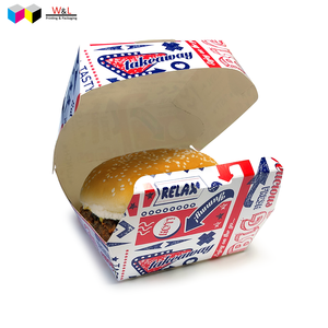 biodegradable food grade clamshell shape white paper chicken hamburger box paper burger box burger packaging box