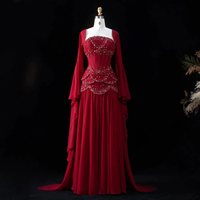 Abito da sera di lusso Jancember LSZ286 verde salvia 2026 con maniche a campana staccabili, corsetto in chiffon e fodera, ideale per il ballo di fine anno