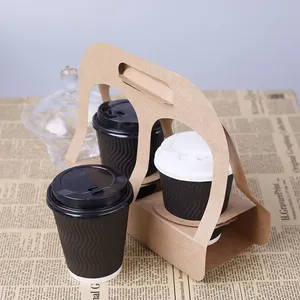 Disposable Corrugated Paper Cup <strong>Holder</strong> for Coffee Tea Cola <strong>Drinking</strong> Carrier - Product Image 1