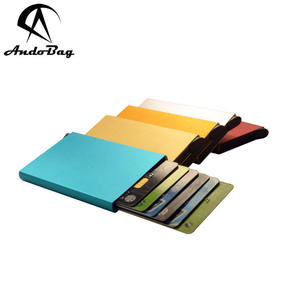Porte-cartes AndoBag pour femmes et hommes, blocage RFID, portefeuille intelligent en métal aluminium, clip à monnaie, cuir synthétique en microfibre - Product Image 1