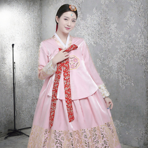 Robe de mariée traditionnelle chinoise haut de gamme Hanbok, broderies florales, costume de danse nationale pour femmes, pour spectacles de cour, adultes - Product Image 3