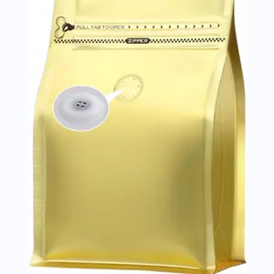 Sacs à café Offre Spéciale avec valve (50pcs,16 oz,1 lb) sacs de stockage de grains de café debout à fond plat en feuille d'aluminium à haute barrière dorée