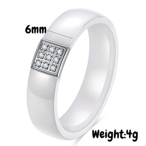 New Fashion <b>Ceramic</b> <b>Ring</b> with Cubic Zirconia Inlaid Grid Design | Creative Black & White <b>Ring</b> for Men and Women - Product Image 6