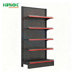Estantería de supermercado Highbright con marco negro, borde rojo y panel perforado multiestructura: la solución definitiva para exhibición. - Product Image 1