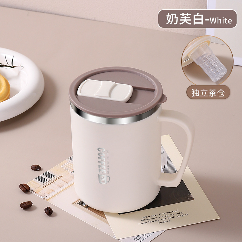 Tasse à thé avec couvercle poussoir - Blanc - 500 ml
