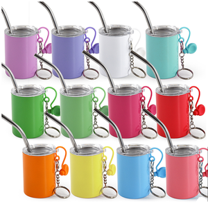 US Warehouse RTS 48pcs Pack 3oz Sublimation Blanks <strong>Shot</strong> Glass Straight Cup <strong>Shot</strong> Glass Tumblers with Key Chain Lid Metal <strong>Straw</strong> - Product Image 1