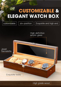 Boîte à <span class=keywords><strong>montres</strong></span> en bois M&Q avec logo personnalisé, Uhrenbeweger, boîte cadeau pour <span class=keywords><strong>6</strong></span> <span class=keywords><strong>montres</strong></span>, boîte à bijoux avec coussin en velours M1002 - Product Image 5
