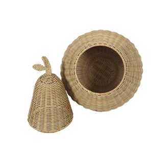 Cesta de almacenamiento decorativa de mimbre hecha a medida con forma de fruta para escritorio, cesta de almacenamiento artesanal transfronteriza con forma de pera - Product Image 2
