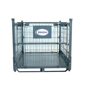 Factory Price Powder Coated Stacking Foldable Warehouse Metal Pallet Cage Stillage Steel Storage Box