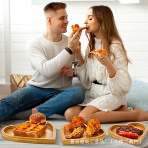 Plateau de service en bambou en forme de cœur, assiette en bois pour steak, pizza, petit-déjeuner, dessert, usage domestique - Product Image 2