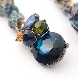 Nueva joyería de moda flor de la aleación parte de cristal de colores piedras <span class=keywords><strong>hematita</strong></span> bronce chapado en pendientes para - Product Image 5