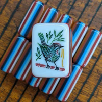 Tuiles de mahjong en acrylique de luxe, magnifiquement sculptées, 7 couches, motif personnalisé « Walk With Me », ensemble de mahjong américain de 160 pièces, peintes à la main