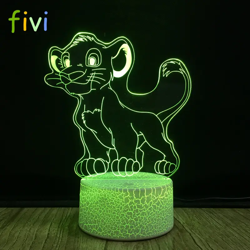 The Lion King Simba 3D Optical Illusion Lamp LED Night Light Boy Kid Toys Childlike Table Lamp