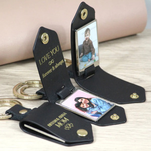 Llavero con marco de fotos de cuero PU para transferencia térmica DIY - un regalo para tu novio o esposo en su aniversario. - Product Image 3