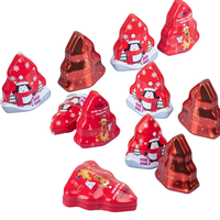 Boîte de Noël personnalisée en métal de qualité alimentaire d'usine pour cadeau paquet de bonbons et de biscuits Grand gâteau de Noël Boîte en fer blanc de Noël rose