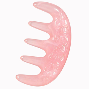 Peine manual multifuncional 2 en 1 para masaje del cuero cabelludo con resina refrescante Meridian y jade para el cuidado del cabello. - Product Image 1