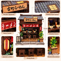 Kits de maisons miniatures DIY, Magasin de ramen japonais, Puzzles 3D en bois pour adultes, Kits de niches à livres DIY, Jouet à insérer dans une étagère