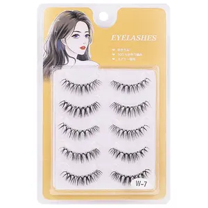 Manufacture Design 5Pairs Faux Mink Eyelash Beauty Manga Amine Curl Lash Soft Transparent Stem Reusable Eye Lashes