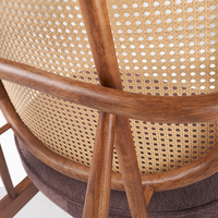 Modèle d'échantillon Wabi-sabi chaise de salle à manger en bois massif restaurant nature canne rotin tissu coussin chaise longue