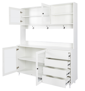 Large Modern Solid Wood <b>Kitchen</b> Hutch Cabinet Freestanding <b>Pantry</b> Storage Cupboard with 4 Doors for Dining - Product Image 6