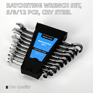 5Pcs/8Pcs/12Pcs Metric OEM Ratcheting Combination <b>Wrench</b> Chrome Vanadium Steel Ergonomic Handle Industrial Grade Multi-Function - Product Image 2