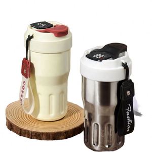 Thermos portable en acier inoxydable 316 de qualité alimentaire avec cordon de suspension, couvercle à affichage de la température, design moderne et minimaliste - Product Image 1