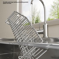 Égouttoir à vaisselle multifonctionnel sur pied en acier inoxydable pour comptoir, avec rangement pour éponge et torchon, design moderne