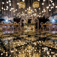 Panneau lumineux LED 16x16 pieds de haute qualité, miroir doré, effet ciel étoilé, pour piste de danse, idéal pour la location d'événements et de mariages