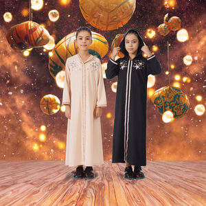 Best Selling 4-Color Embroidered Kids <b>Abaya</b> Breathable Polyester Ramadan Eid Dress for <b>Girls</b> for Autumn & Spring Season - Product Image 3
