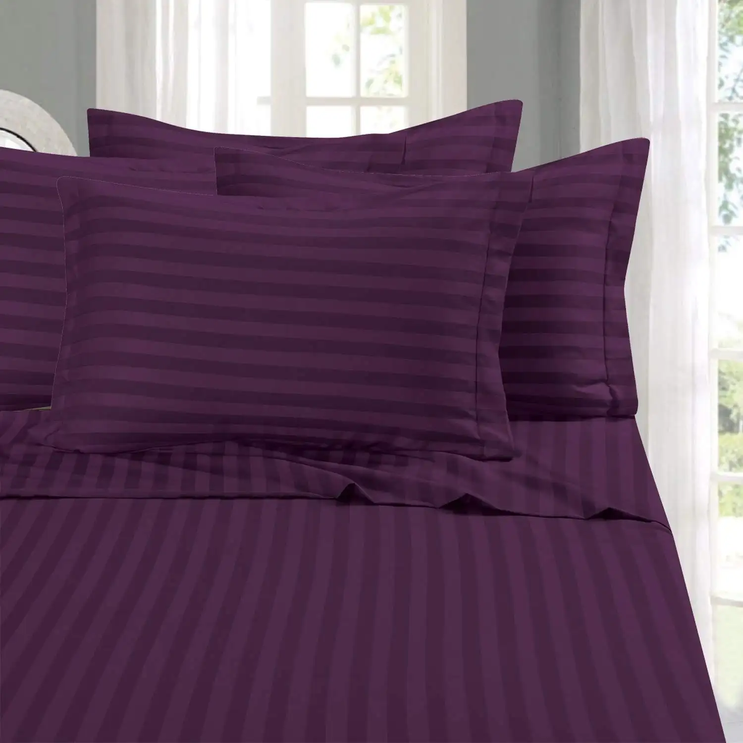 Özelleştirilmiş renkler pamuk çizgili yatak çarşafı çizgili düz levha monte sac satıcıları