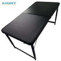 Petite table solaire pliable noire avec chargeur USB C 65W, portable, pour le camping, les pique-niques, intérieur/extérieur, hauteur réglable