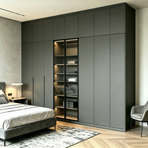 Système de rangement modulaire personnalisé pour armoire et placard avec éclairage intégré et multiples compartiments pour chambre de villa - Product Image 2