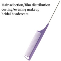 Peigne professionnel de couleur rose pour peinture des cheveux, accessoire de salon, épingle en métal, queue de rat, en carbone, pour femmes, tendance, étiquette privée