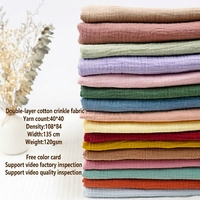 Tissu en mousseline de coton 100% à double épaisseur, couleur unie, froissé, léger, pour les couvertures et pyjamas de bébé, filles et garçons