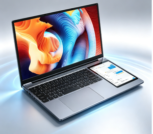 แล็ปท็อปธุรกิจ Samson จอคู่ 15.6 นิ้ว + จอสัมผัส IPS 7 นิ้ว แรม 16GB SSD 1TB ตัวเครื่องโลหะ โปรเซสเซอร์ Intel N100 ระบบปฏิบัติการ Windows 10 Pro - Product Image 2