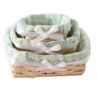 Panier de rangement miniature en tissu à carreaux, caisse en bois pour cuisine de maison de poupée, échelle 1:12