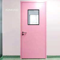 Portes en acier YONKING modernes avec fenêtre en verre, surface finie, pour ateliers, écoles, hôpitaux, salles blanches médicales et laboratoires