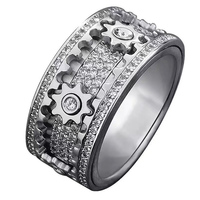 CHENG JEWELERS Bagues anti-stress pour hommes en laiton, plaquées or rose, or blanc et or jaune, polies miroir, serties de pierres, style vintage et tendance