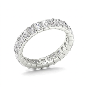 Anillo de Eternidad Completo con Diamante Cultivado en Laboratorio, Corte Radiante, Certificado IGI, Oro 10K 14K 18K, Plata de Ley 925 935 - Product Image 2