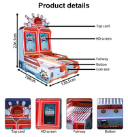 Machine de jeu d'arcade de bowling pour enfants à 2 joueurs, à monnayeur, avec système de rédemption de tickets, pour usage intérieur en parc d'attractions