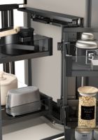 Magische Hoek Aluminium ABS Glas Fluorocarbon Keuken Kast Uitschuifbare Opbergmand voor Keukenhoek Organisatie