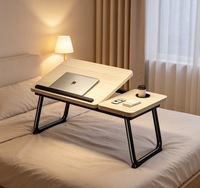 Table de lit pliable pour ordinateur portable, bureau d'étude inclinable réglable avec porte-gobelet pour la maison, le dortoir, la chambre à coucher, la lecture et l'écriture