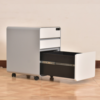 Armoire de classement mobile à 3 tiroirs de qualité supérieure, en acier, unité de rangement de bureau, tiroir sur roulettes, poignée cachée verrouillable, armoire de bureau