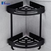 Ensemble de porte-serviettes de bain fixe à 3 barres en acier inoxydable noir mat avec accessoires de douche, accessoires de salle de bain à fixation murale